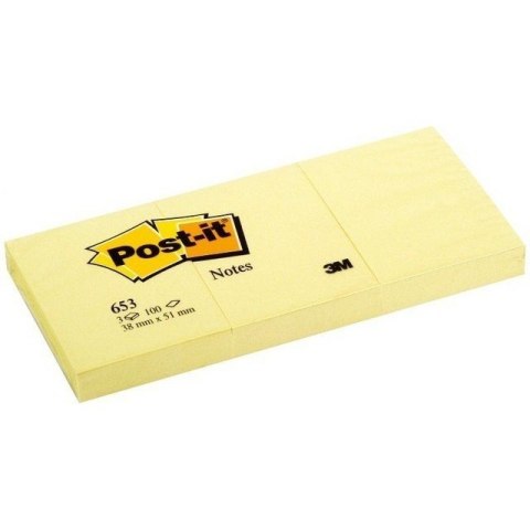 BLOCZEK POST-IT ŻÓŁTE 38 X 51 MM 3 BLOCZKI PO 100 KARTEK. SAMOPRZYLEPNY