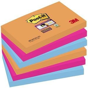 BLOCZEK SAMOPRZYLEPNY POST-IT SUPER STICKY 127 x 76 MM. 6 X 90 K. 655-6SS-EG PROMIENNE KOLORY