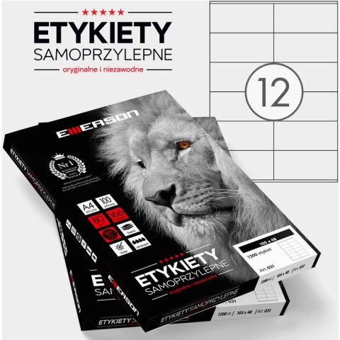 ETYKIETY 105 X 48.0 MM. 12 SZT/A4 EMERSON UNIWERSALNE