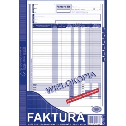 FAKTURA NETTO A4 (PEŁNA) (WIELOKOPIA) MICHALCZYK I PROKOP