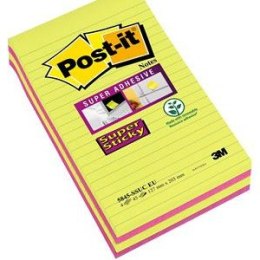 Karteczki Post-it Super Sticky 125x200mm (5845-SSUC) linie neon (4x45)