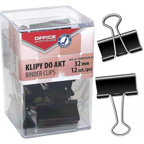 Klipy do dokumentów Office Products 32mm czarne (12)