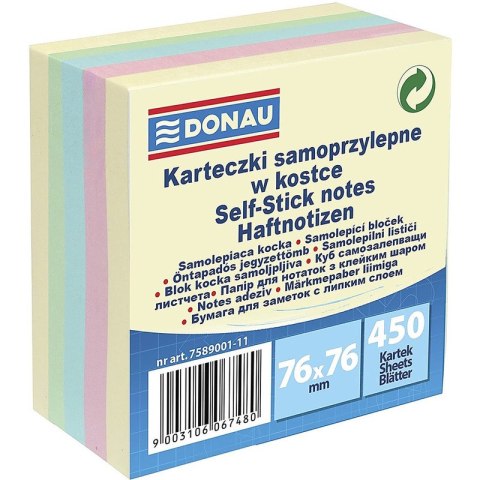 Karteczki Donau 76x76mm mix kolorów (450)