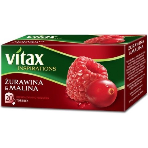 HERBATA VITAX INSPIRATION ŻURAWINA Z MALINĄ 20 TOREBEK