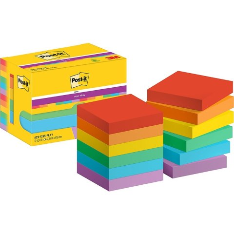 Karteczki Post-it Super Sticky 47.6x47.6mm (622-12SS-PLAY) (12x90)