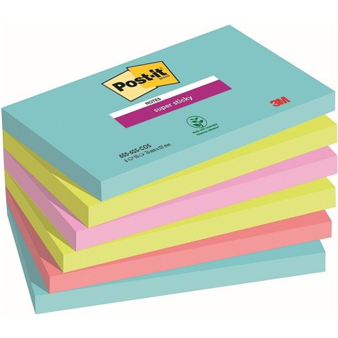 Karteczki Post-it Super Sticky 76x127mm (655-6SS-COS) (6x90)