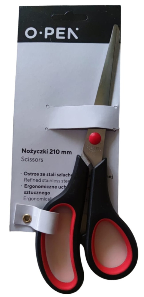 Nożyczki O-PEN 21cm gumowy uchwyt AMA805