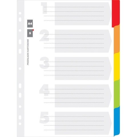 PRZEKŁADKI KARTONOWE 1 - 5 A4 Z LAMINOWANYMI INDEKSAMI