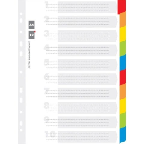 PRZEKŁADKI KARTONOWE A4 INDEX LAMINOWANY 10 KOLORÓW