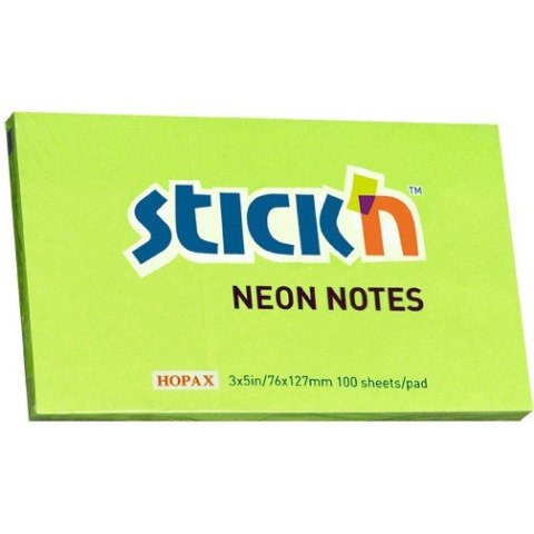 KARTECZKI STICK'N 76 X 127 MM ZIELONE NEON (100)