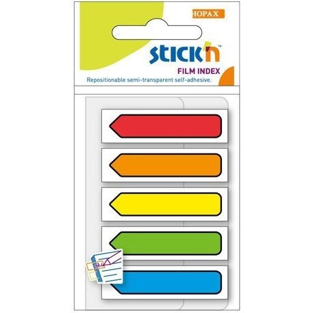 ZAKŁADKI STICK'N 12 X 45 MM STRZAŁKI 5 KOLORÓW (5 X 20)