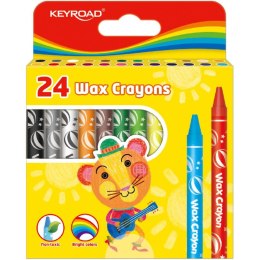 KREDKI ŚWIECOWE KEYROAD WAX CRAYONS 24 KOLORY