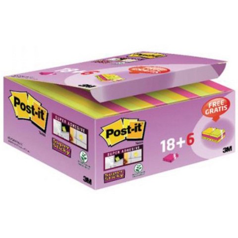 Karteczki Post-it Super Sticky 47.6x47.6mm (622-P24SSCOL) mix kolorów (24x90)