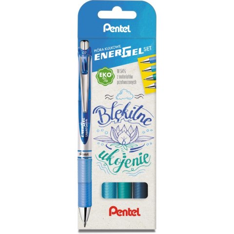 Pióra kulkowe Pentel EnerGel BL77 Błękitne ukojenie (4)